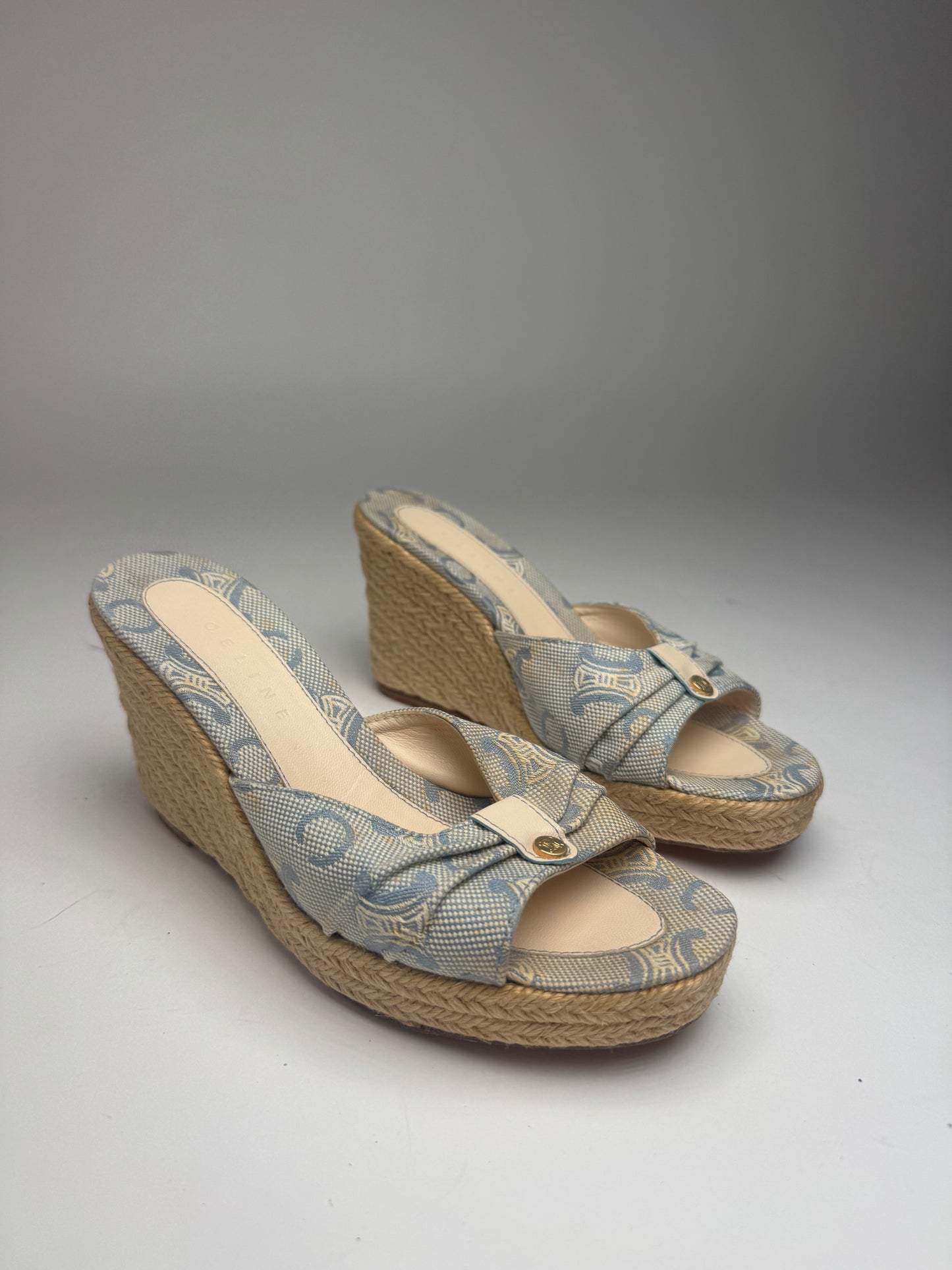 Vintage Celine Paris Monogram pumps blue beige EU36