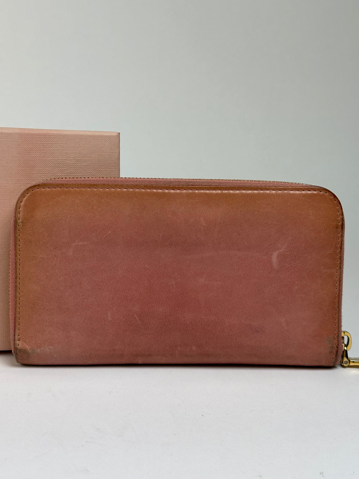 Vintage Miu Miu Zip-Around Leather Wallet c. 2010s Light Pink