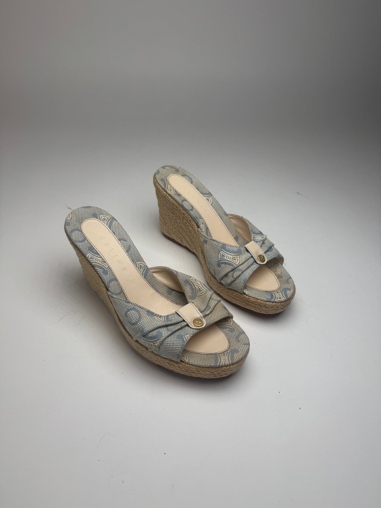 Vintage Celine Paris Monogram pumps blue beige EU36