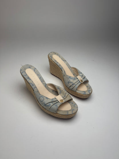 Vintage Celine Paris Monogram pumps blue beige EU36