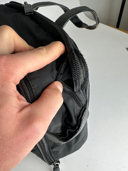 Vintage Prada Triangle Logo Polyester Travel Bag Black