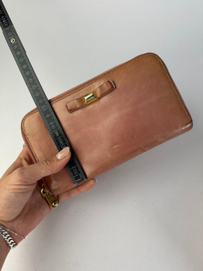 Vintage Miu Miu Zip-Around Leather Wallet c. 2010s Light Pink