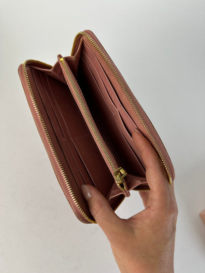 Vintage Miu Miu Zip-Around Leather Wallet c. 2010s Light Pink