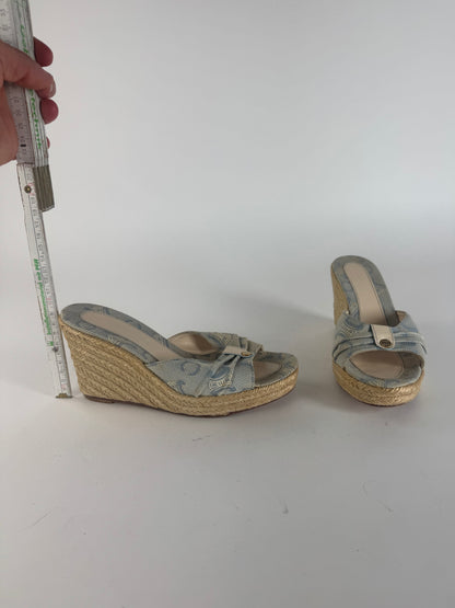 Vintage Celine Paris Monogram pumps blue beige EU36