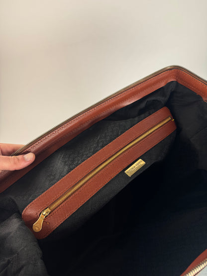 Vintage Bottega Veneta Leather Travel Bag Black Brown