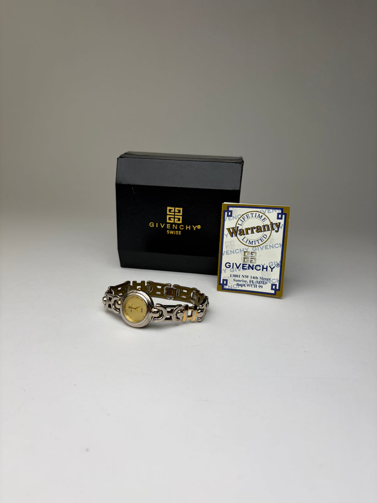 Vintage Givenchy 4G Logo Bracelet Watch Late 1990s Silver Gold Yellow