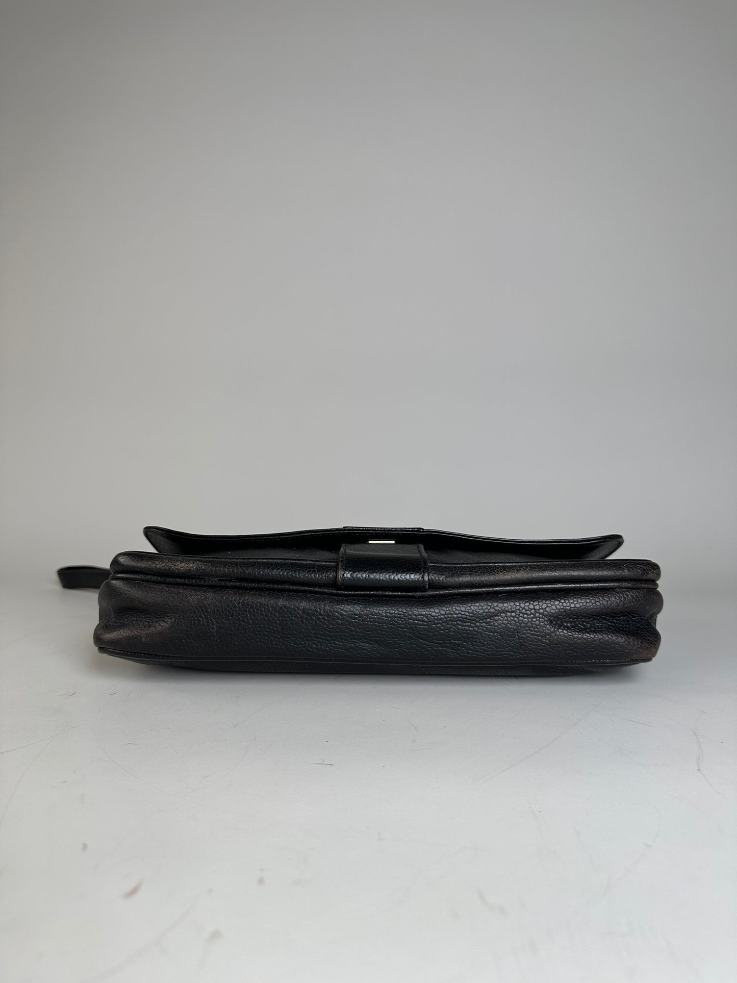 Vintage Fendi Leather Clutch Bag Black Gold