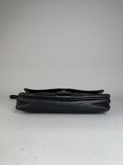 Vintage Fendi Leather Clutch Bag Black Gold