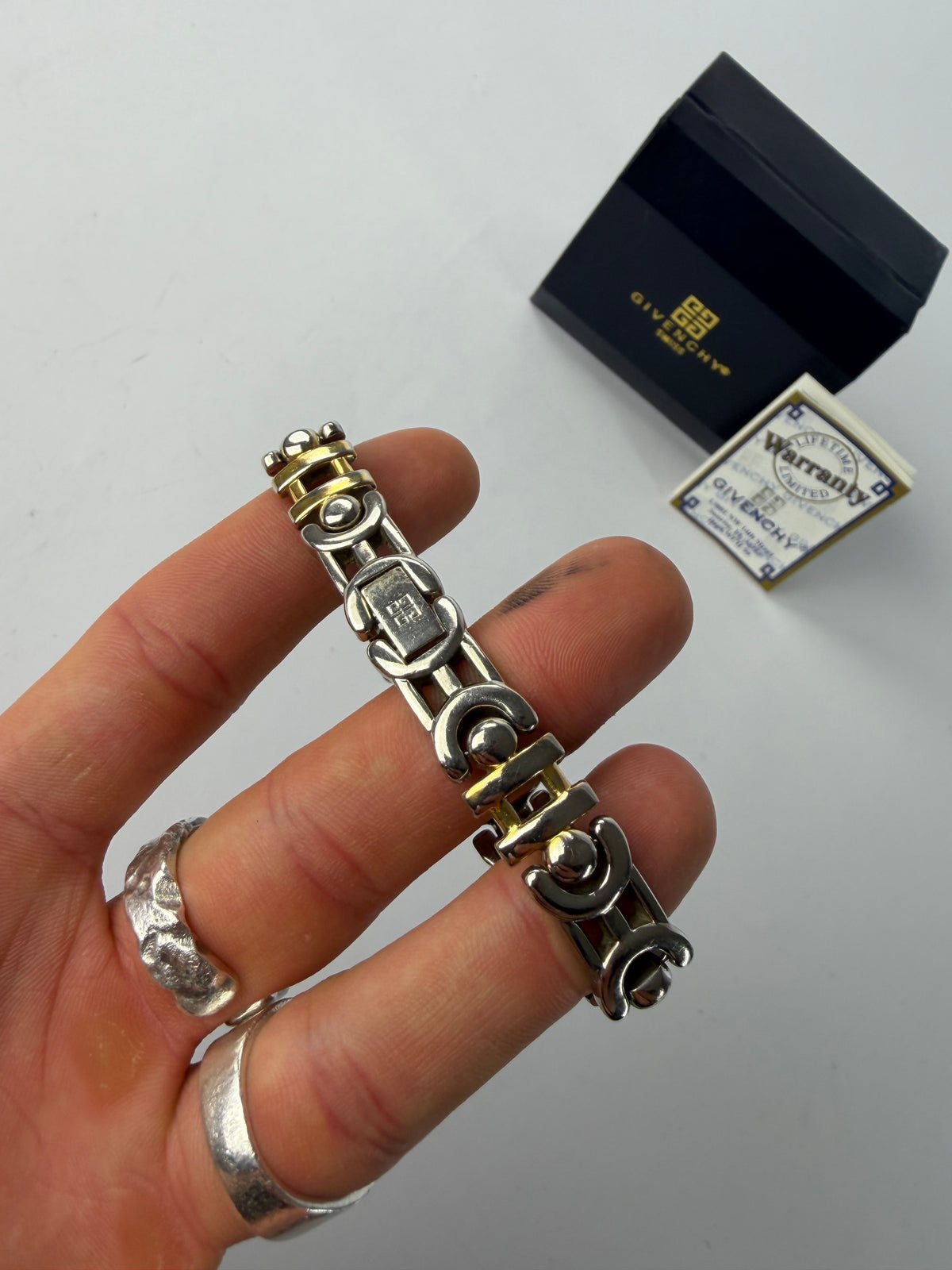 Vintage Givenchy 4G Logo Bracelet Watch Late 1990s Silver Gold Yellow