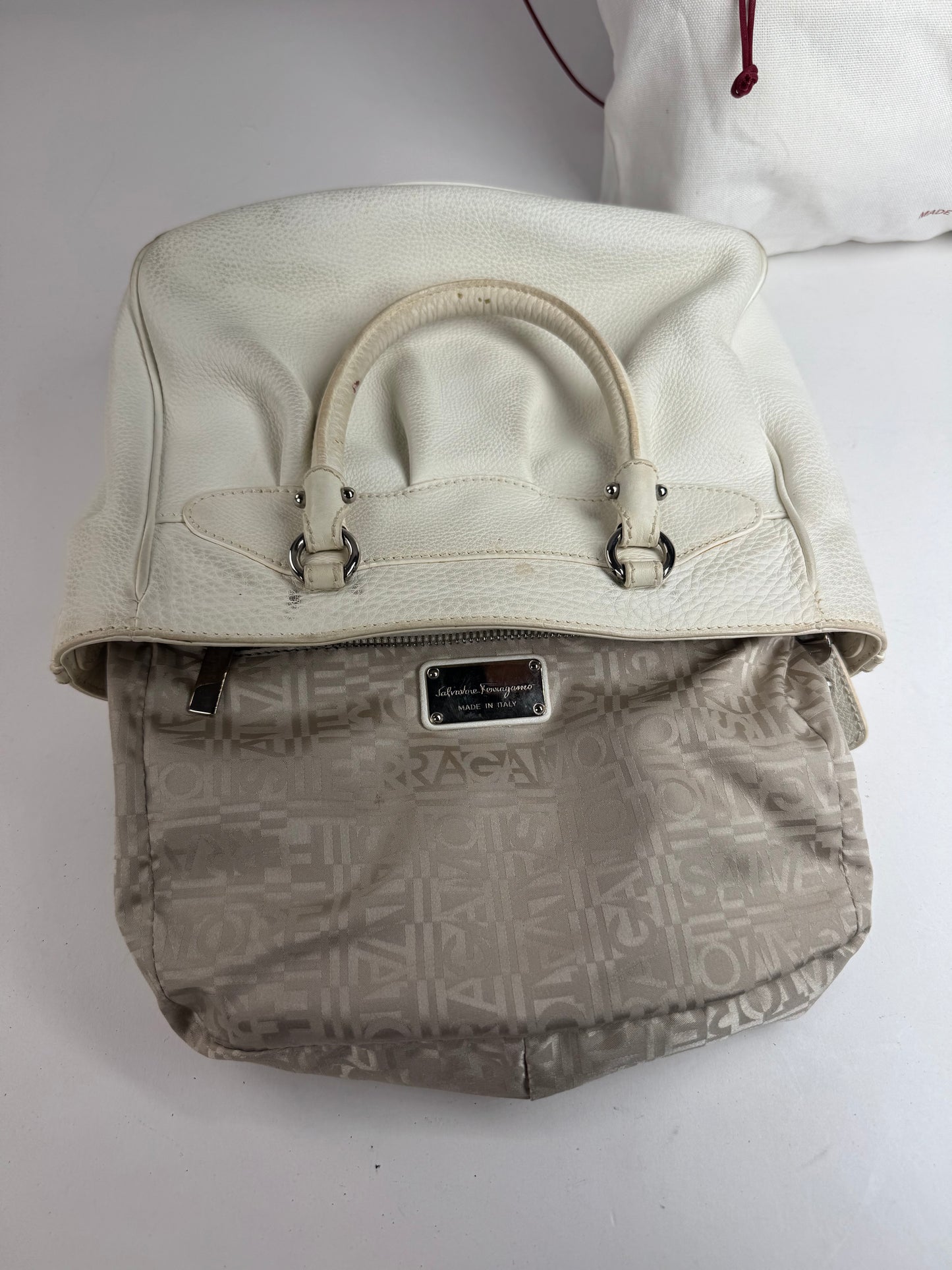 Vintage Salvatore Ferragamo Leather Handbag White