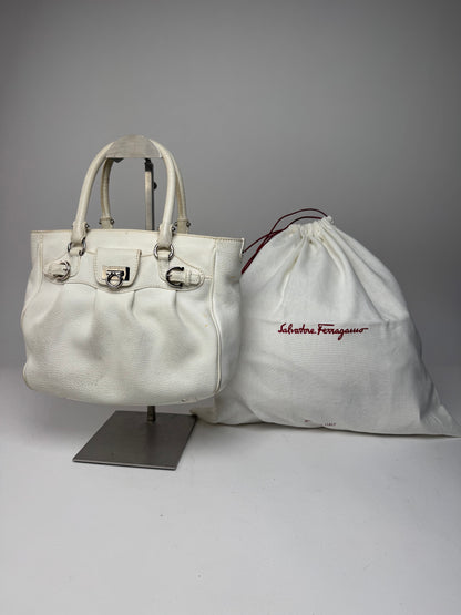 Vintage Salvatore Ferragamo Leather Handbag White