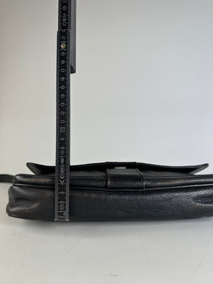 Vintage Fendi Leather Clutch Bag Black Gold
