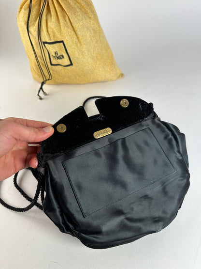 Vintage Fendi Velvet Multiway Handbag Black