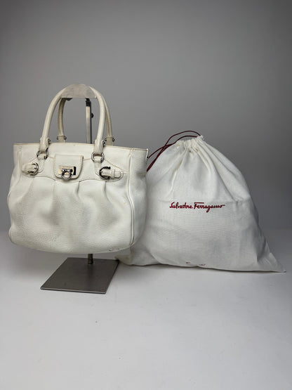Vintage Salvatore Ferragamo Leather Handbag White