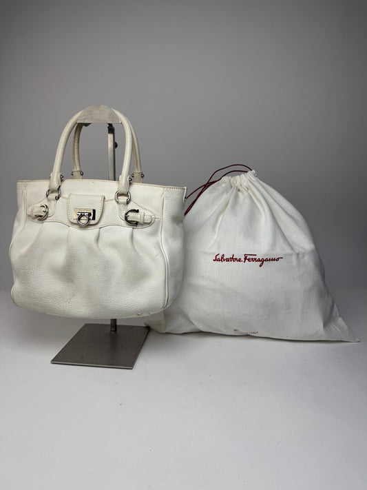 Vintage Salvatore Ferragamo Leather Handbag White
