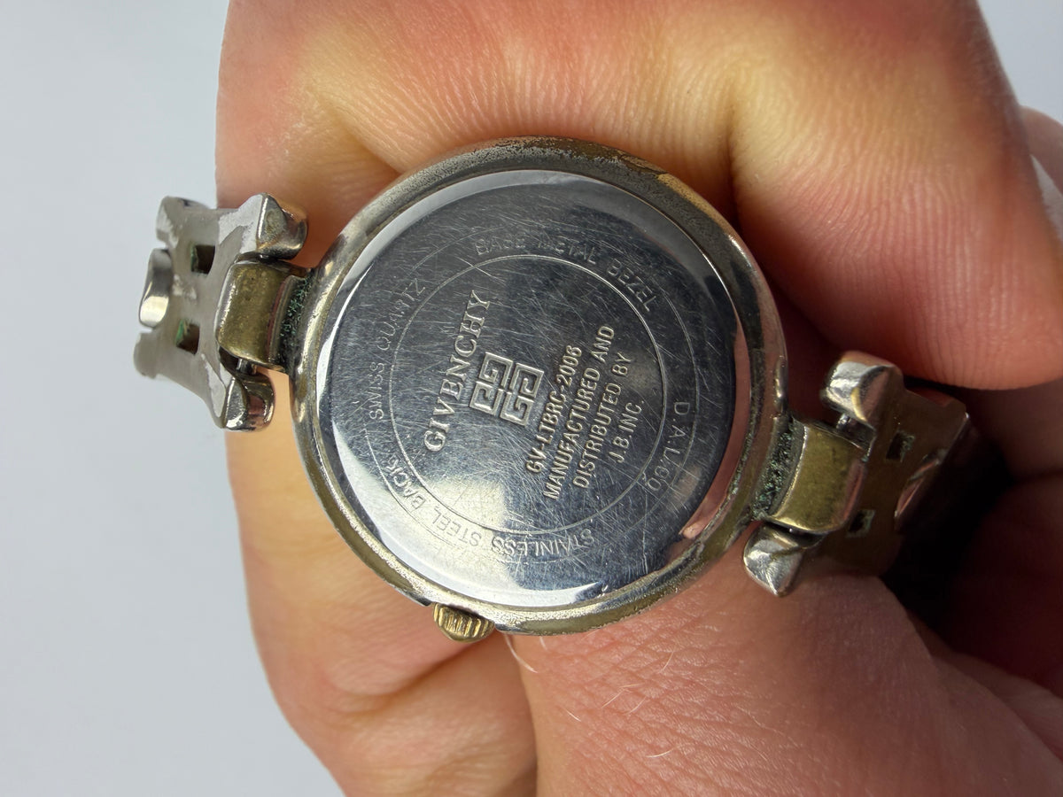 Vintage Givenchy 4G Logo Bracelet Watch Late 1990s Silver Gold Yellow