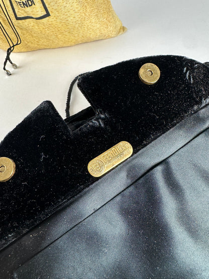 Vintage Fendi Velvet Multiway Handbag Black