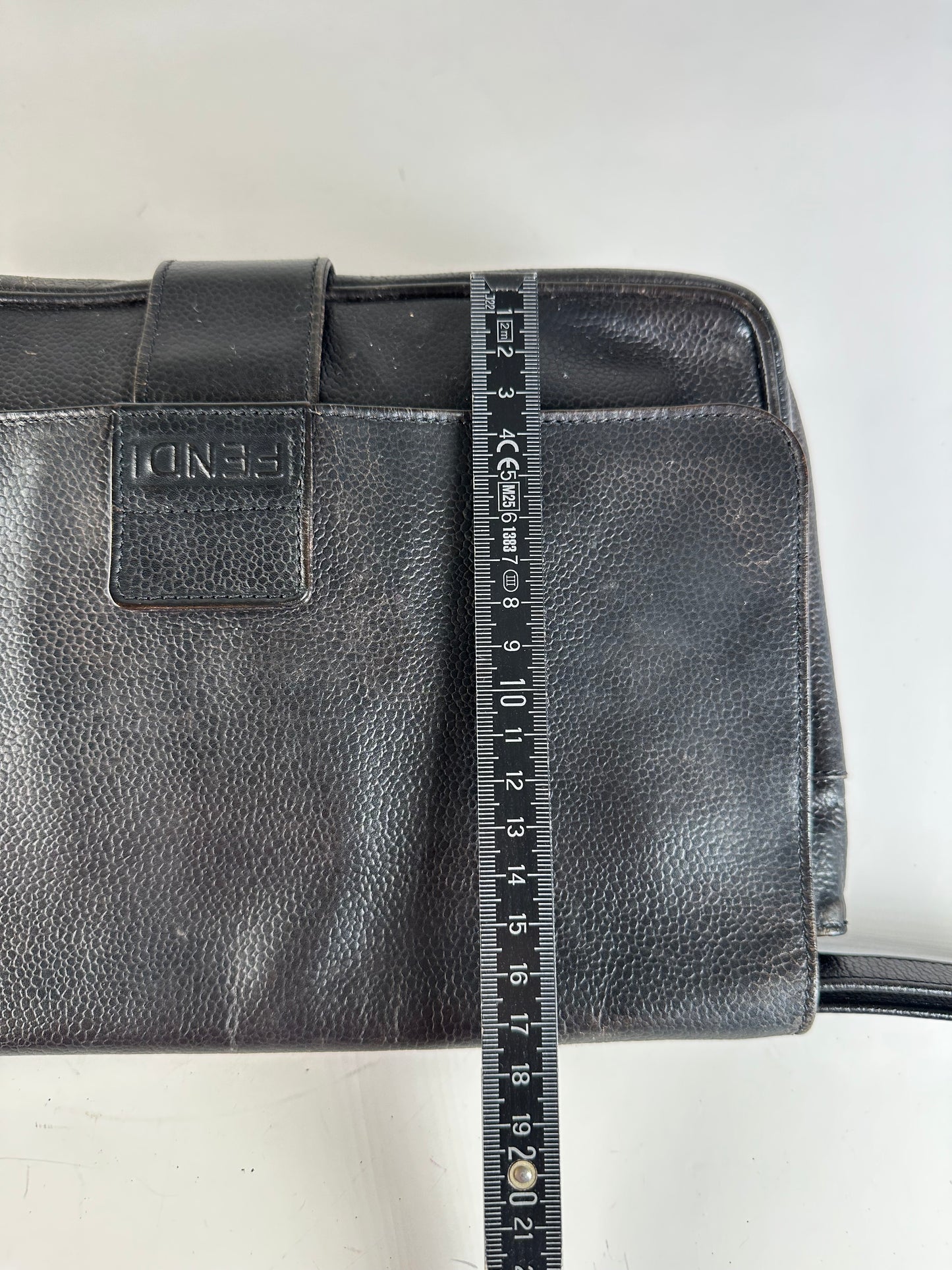 Vintage Fendi Leather Clutch Bag Black Gold
