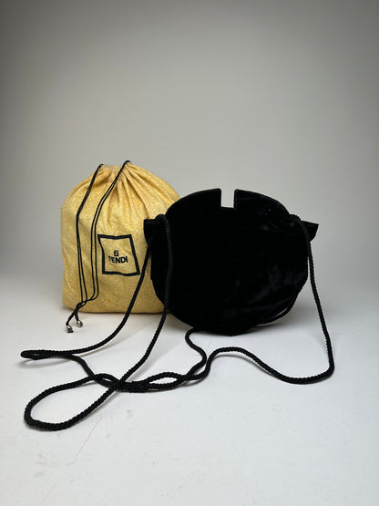 Vintage Fendi Velvet Multiway Handbag Black