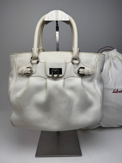 Vintage Salvatore Ferragamo Leather Handbag White