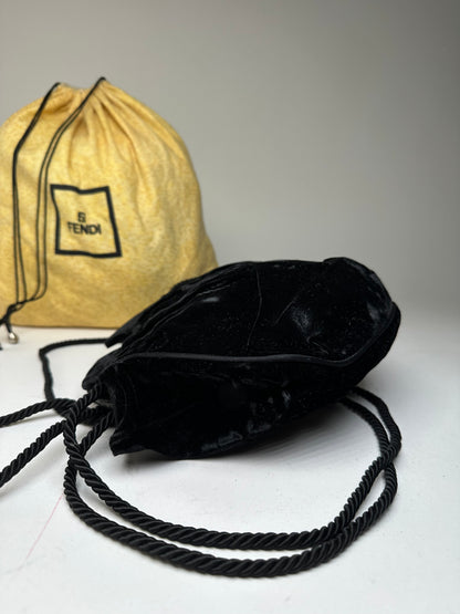 Vintage Fendi Velvet Multiway Handbag Black