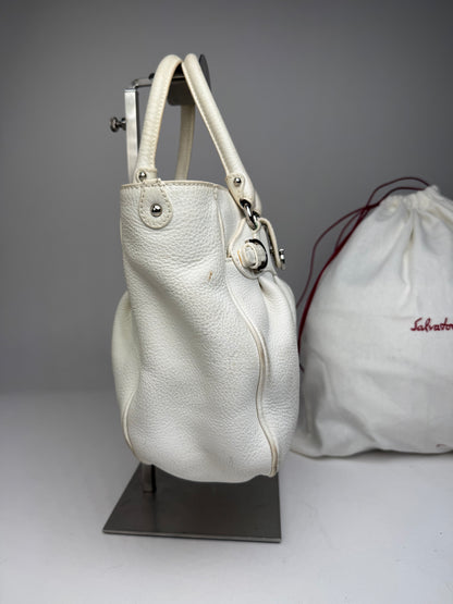 Vintage Salvatore Ferragamo Leather Handbag White