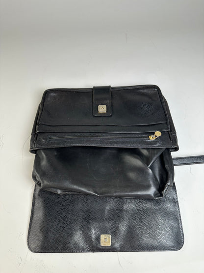 Vintage Fendi Leather Clutch Bag Black Gold