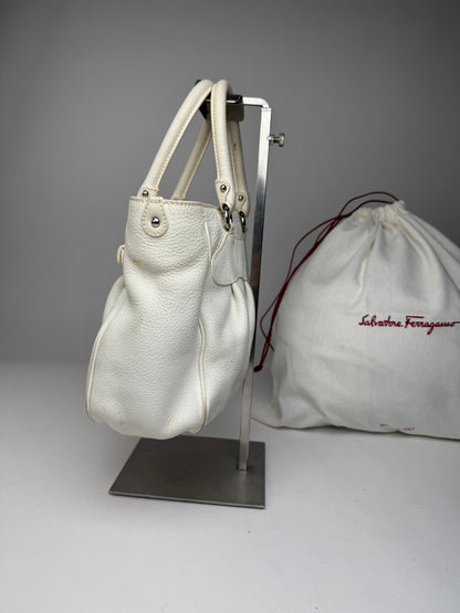 Vintage Salvatore Ferragamo Leather Handbag White