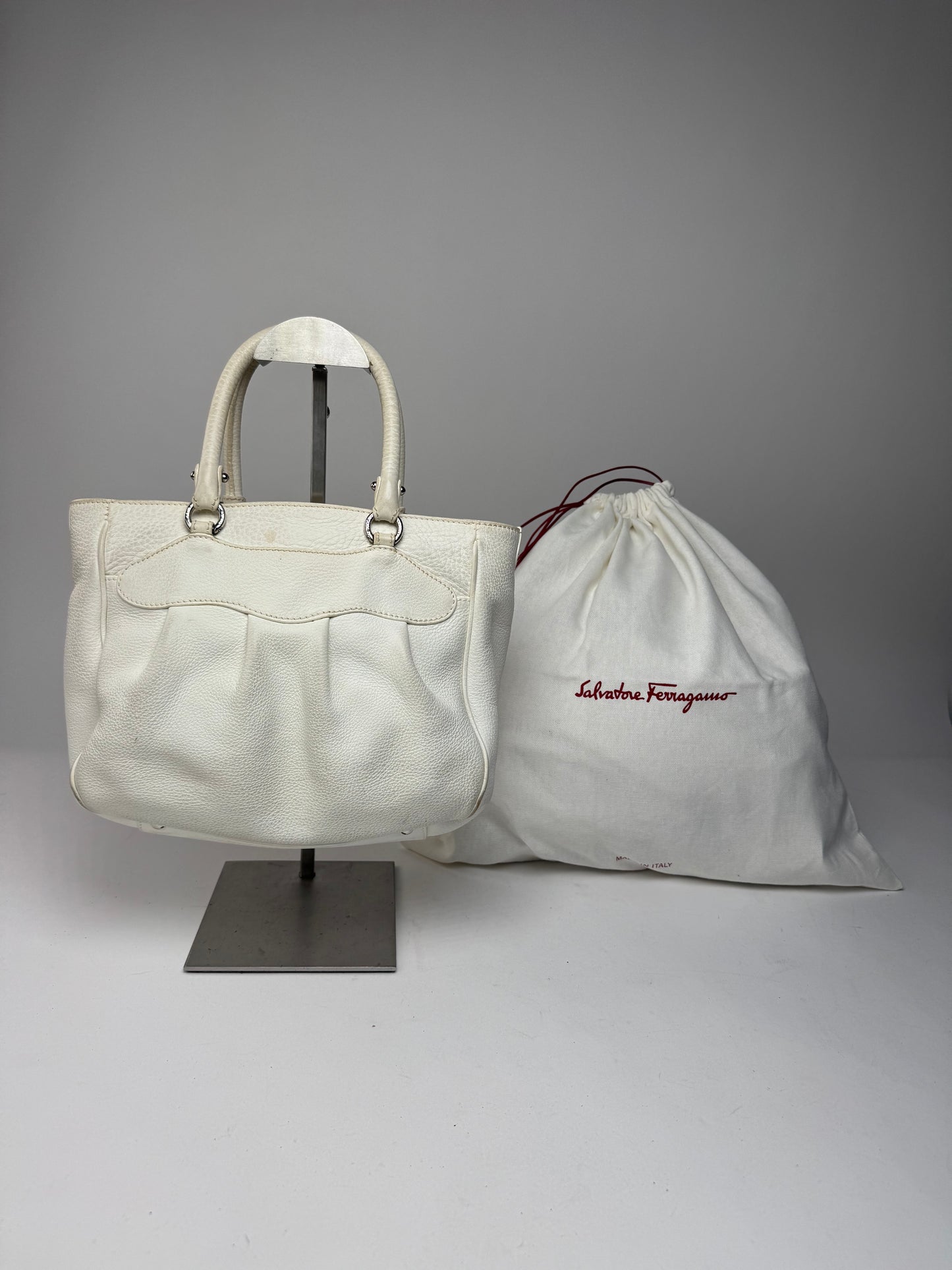 Vintage Salvatore Ferragamo Leather Handbag White