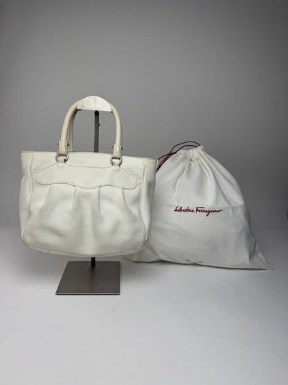Vintage Salvatore Ferragamo Leather Handbag White