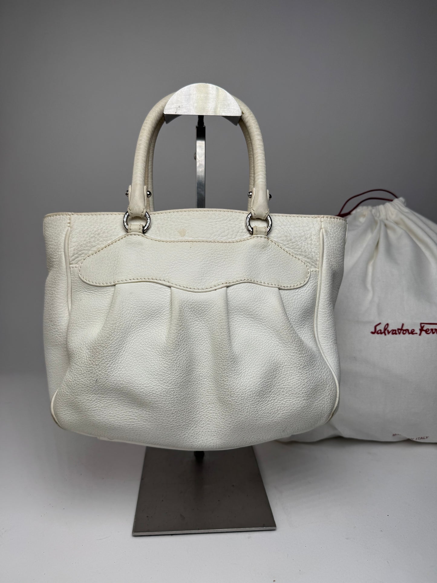 Vintage Salvatore Ferragamo Leather Handbag White