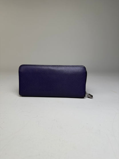 Vintage Loewe Grained Leather Zip Wallet Purple Silver