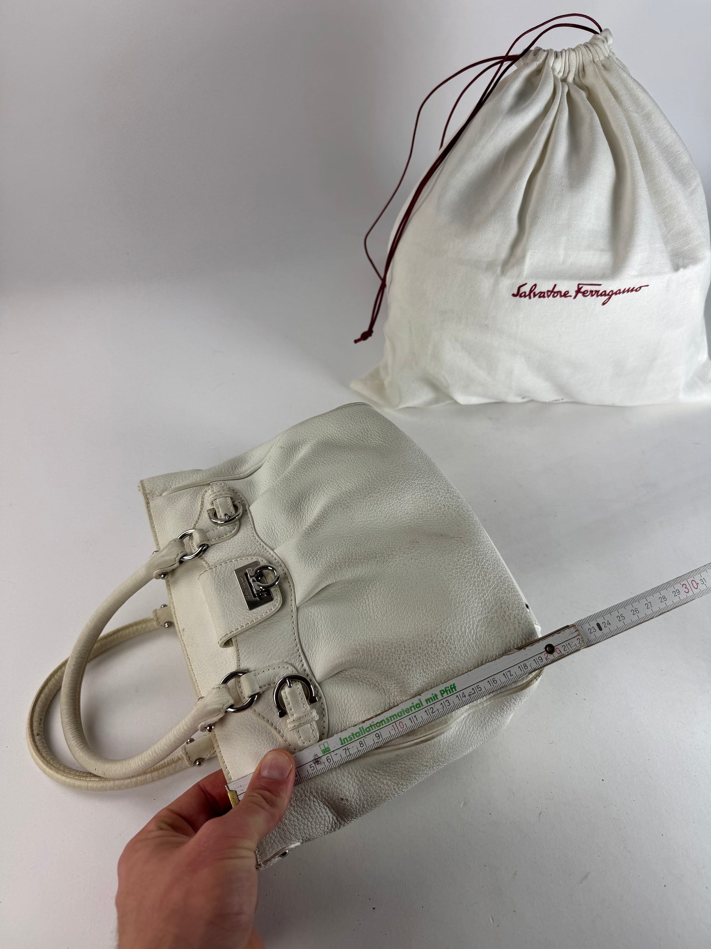 Vintage Salvatore Ferragamo Leather Handbag White