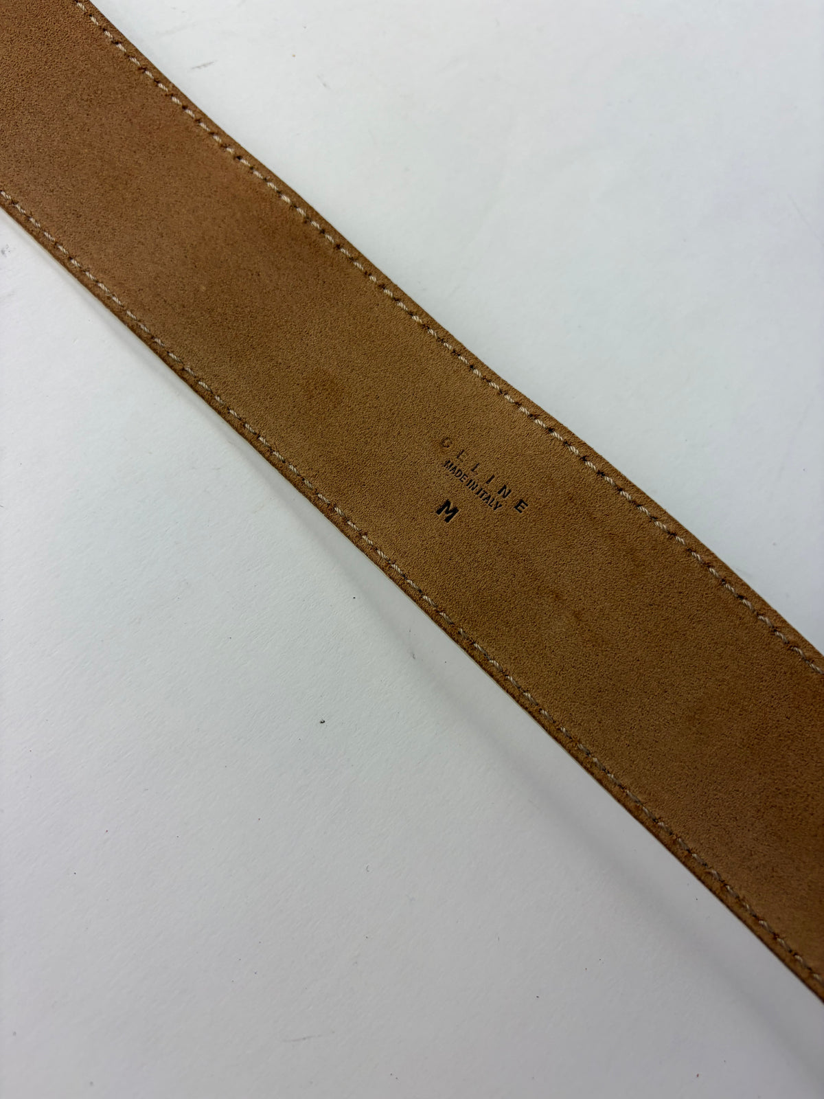 Vintage Celine Leather Sulky Buckle Belt Late 1970s–1990s White Silver