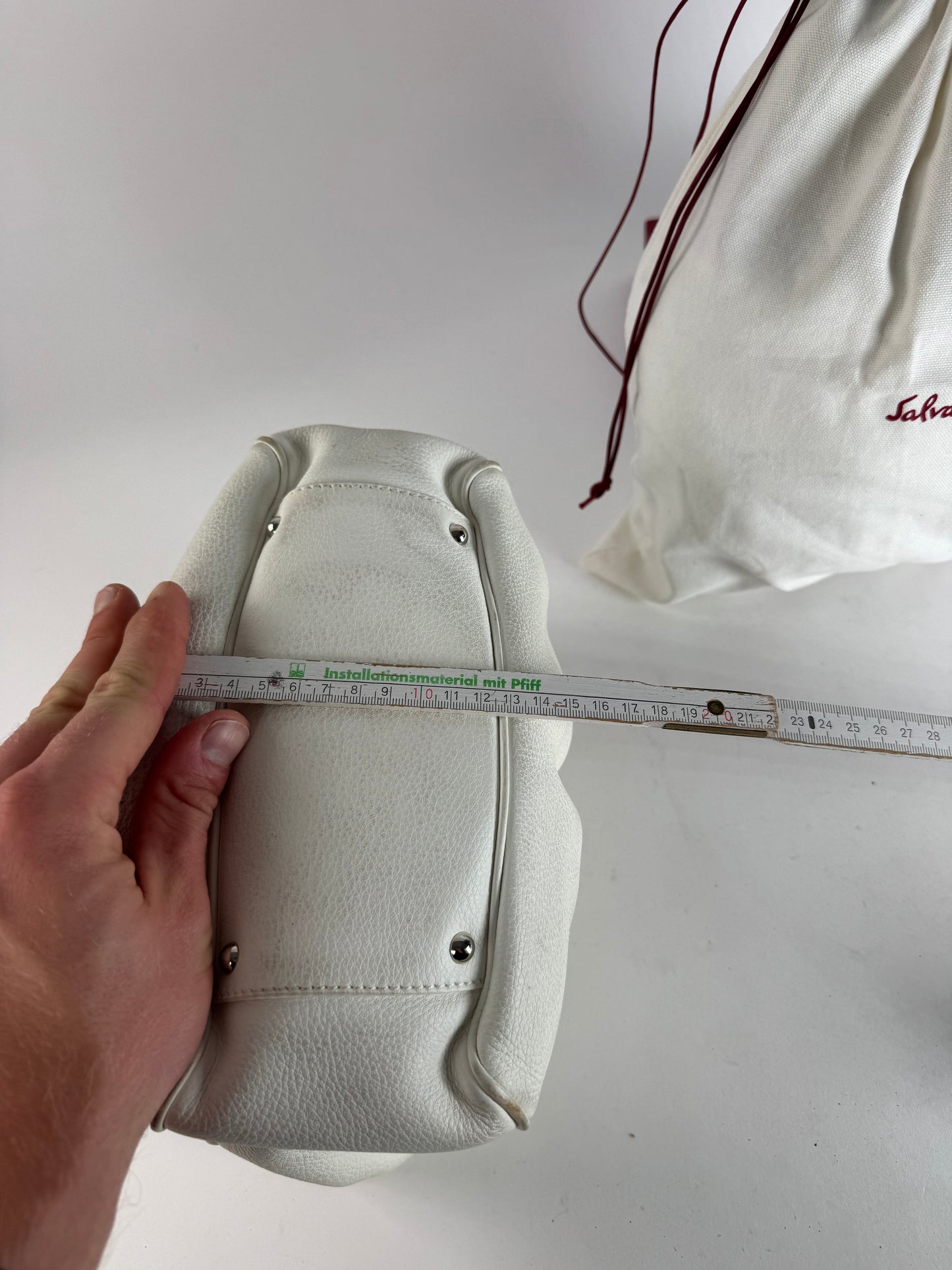Vintage Salvatore Ferragamo Leather Handbag White