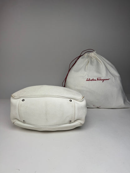 Vintage Salvatore Ferragamo Leather Handbag White