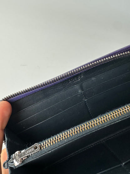 Vintage Loewe Grained Leather Zip Wallet Purple Silver