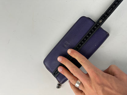 Vintage Loewe Grained Leather Zip Wallet Purple Silver