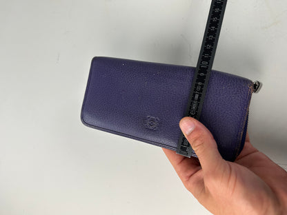 Vintage Loewe Grained Leather Zip Wallet Purple Silver