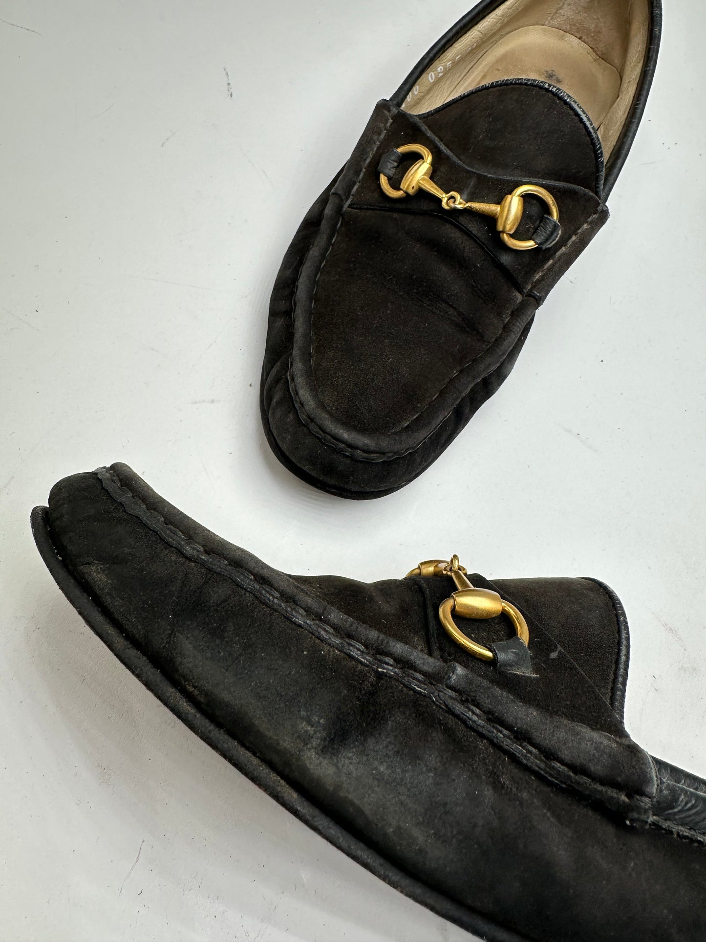 Vintage Gucci Suede Horsebit Loafer Black