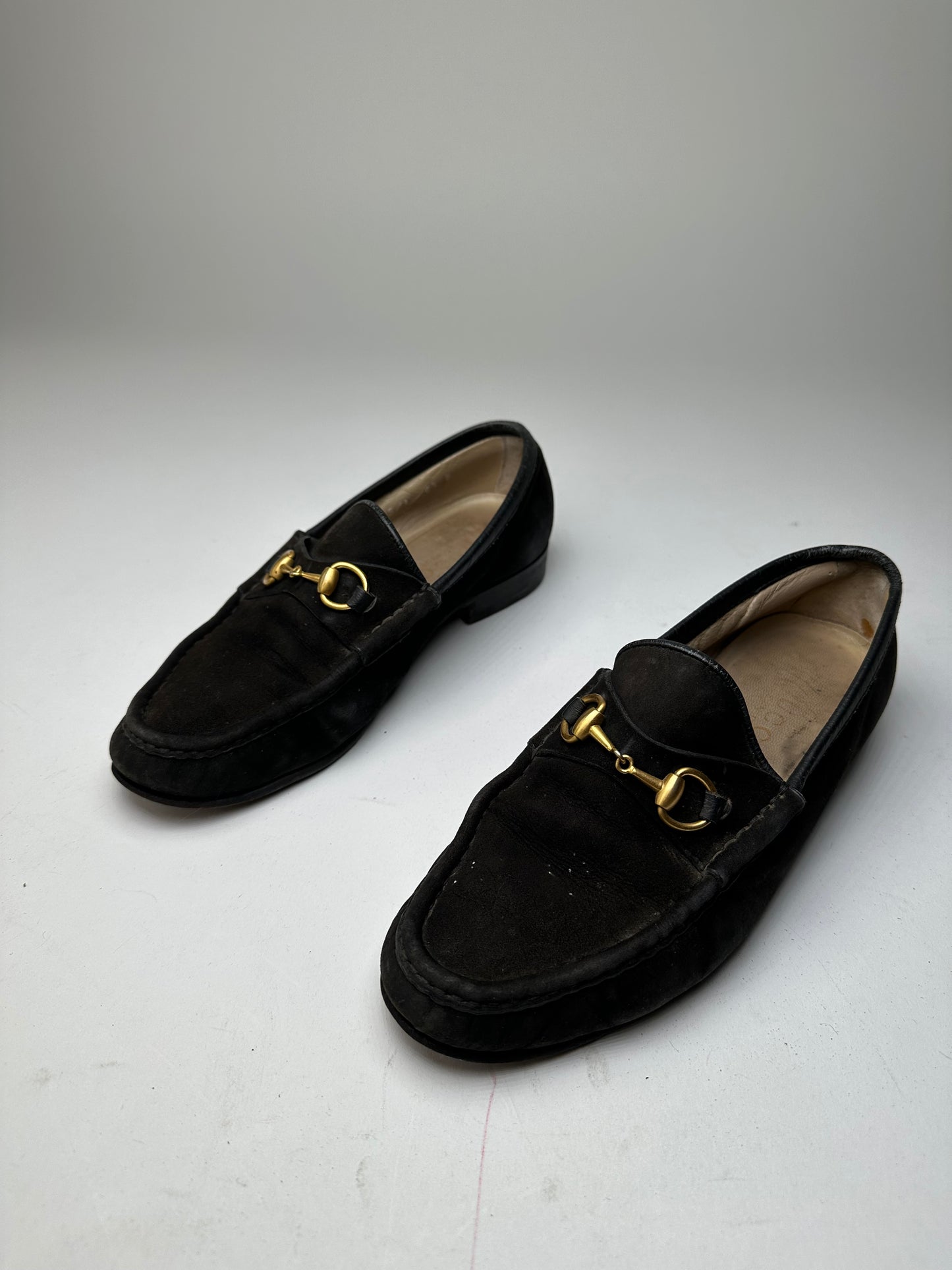 Vintage Gucci Suede Horsebit Loafer Black