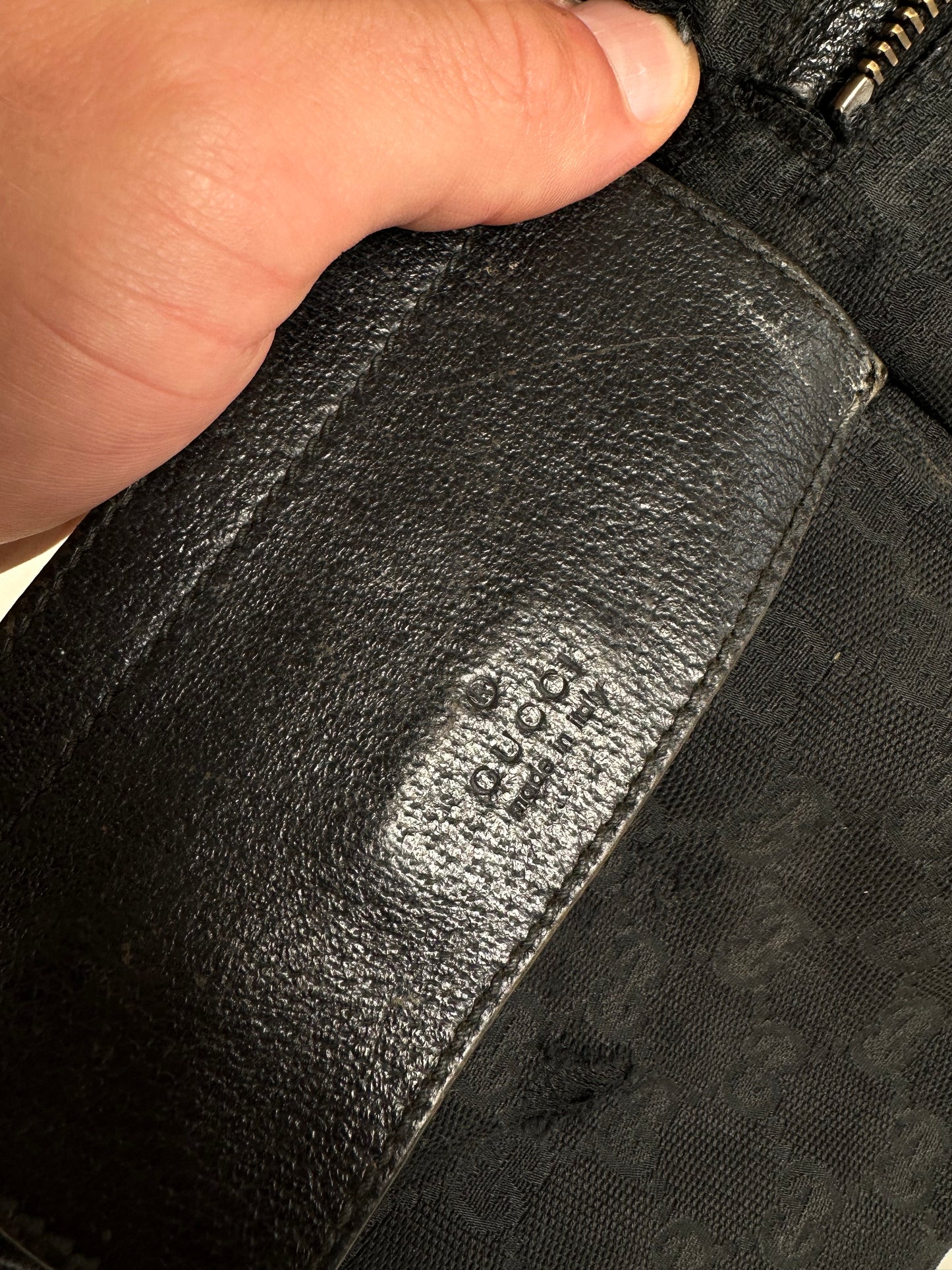 Vintage Gucci GG Supreme Canvas Belt Bag Black Silver