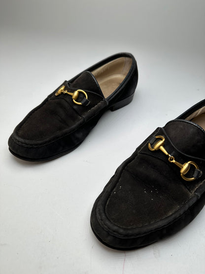 Vintage Gucci Suede Horsebit Loafer Black