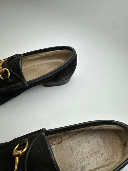 Vintage Gucci Suede Horsebit Loafer Black