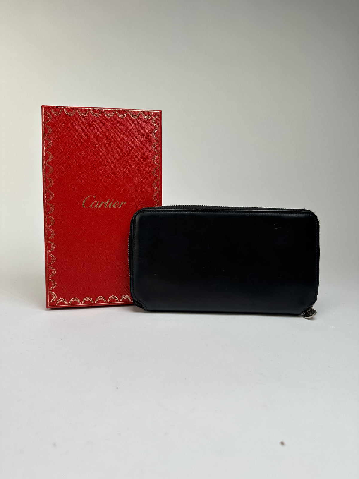 Vintage Cartier Panthere Zip Around Wallet Late 2000s Black Silver
