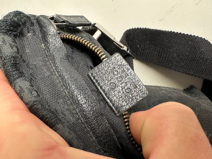 Vintage Gucci GG Supreme Canvas Belt Bag Black Silver
