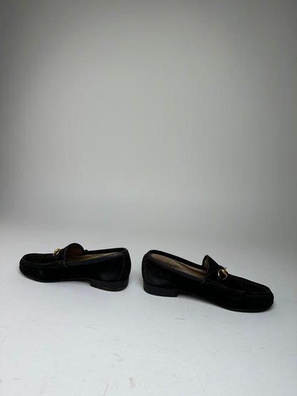 Vintage Gucci Suede Horsebit Loafer Black