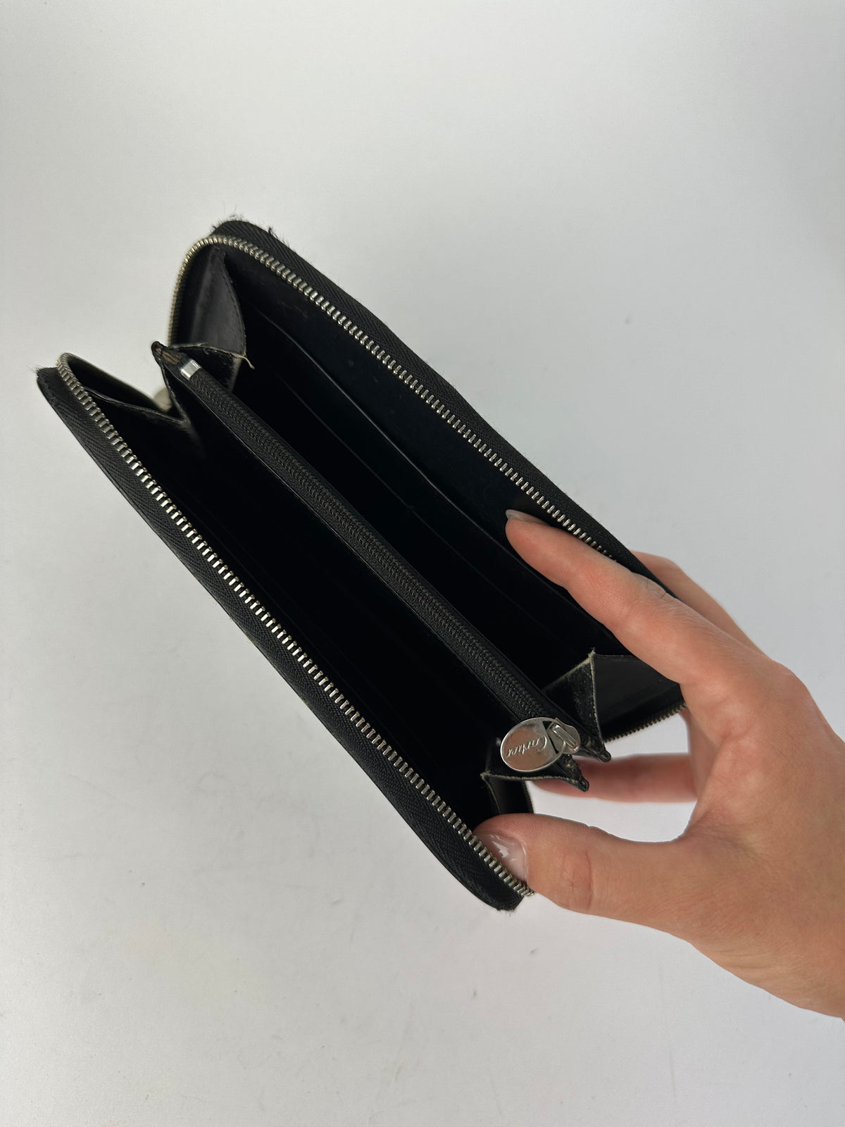 Vintage Cartier Panthere Zip Around Wallet Late 2000s Black Silver