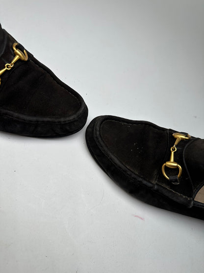 Vintage Gucci Suede Horsebit Loafer Black