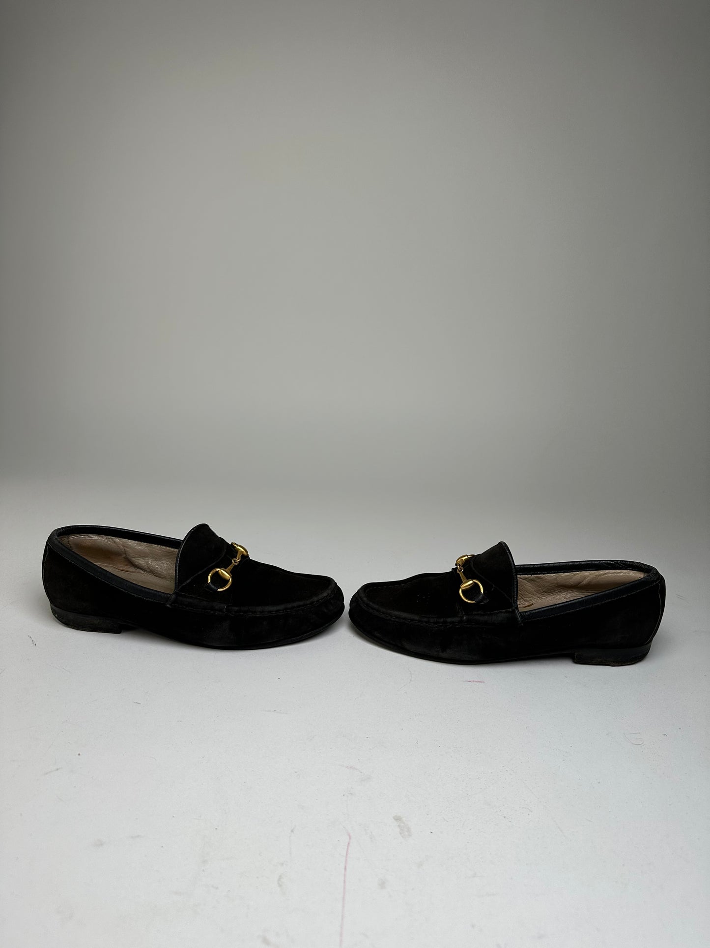 Vintage Gucci Suede Horsebit Loafer Black